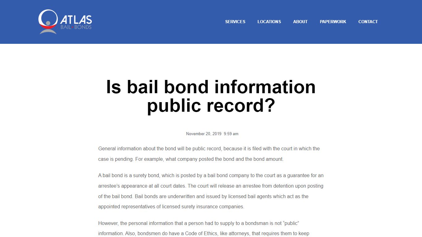 Is bail bond information public record? - Atlas Bail Bonds | Fast Jail ...